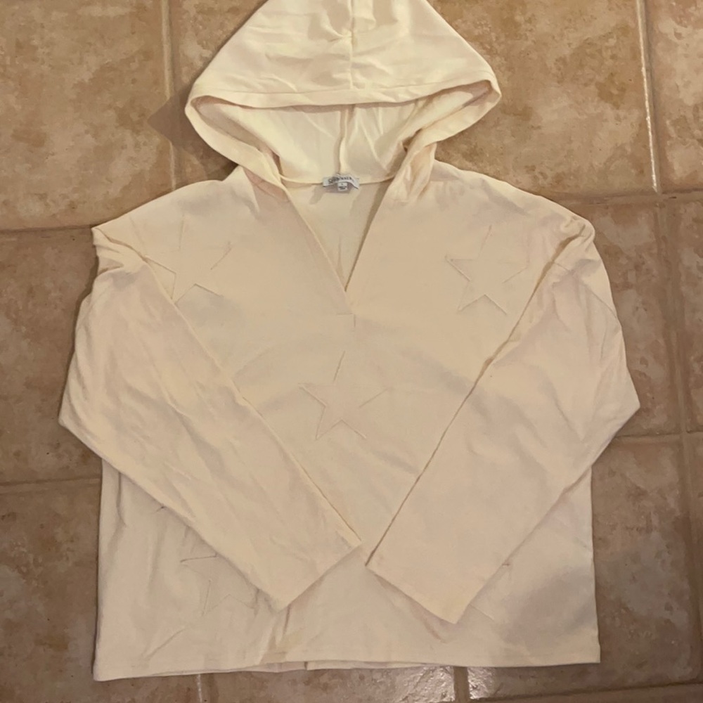 CREAM HOODIE WITH STARS; SIZE L